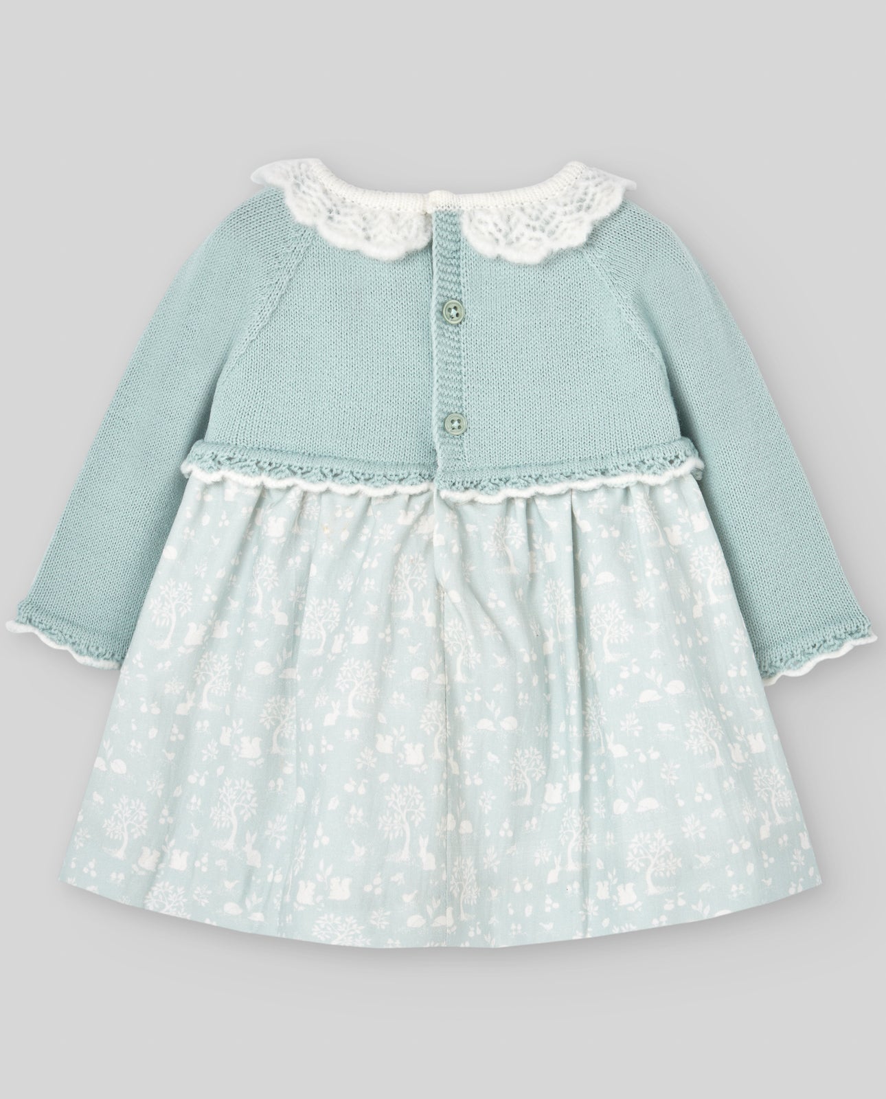 PAZ RODRIGUEZ Vestito Lana Merino Extrafine-Cotone Verde Chiaro-Panna