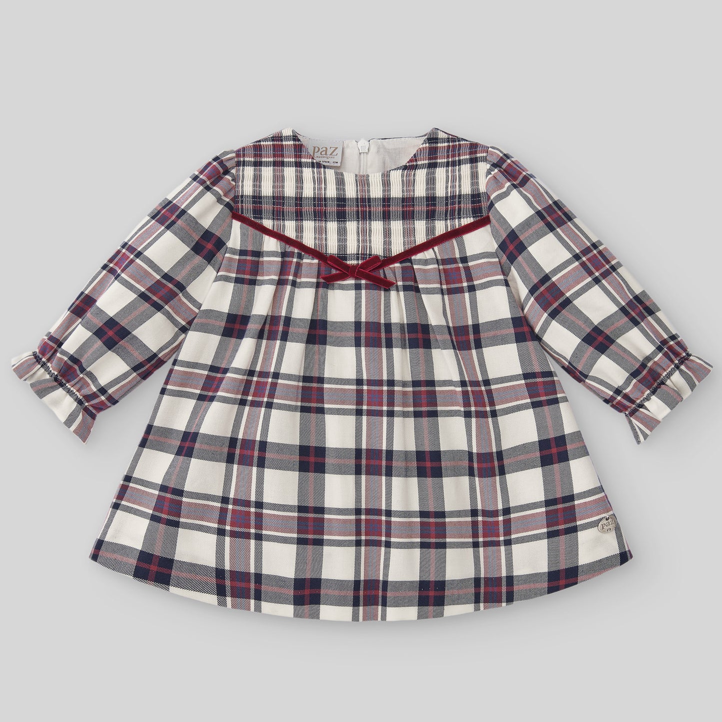 PAZ RODRIGUEZ Warm Scottish Cotton Dress Blue-Cream-Bordeaux