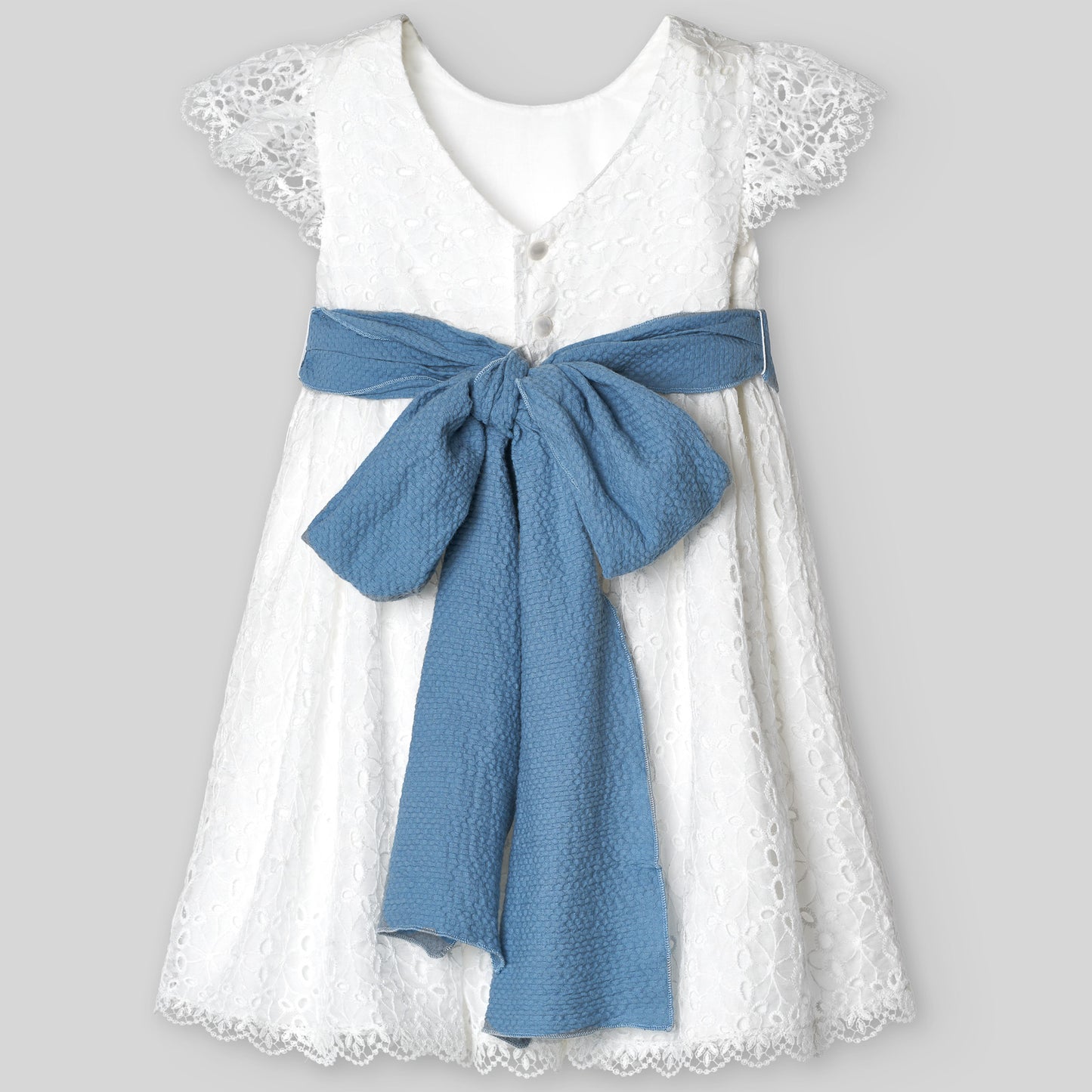 PAZ RODRIGUEZ Ceremony Dress in Sangallo Lace White-Powder Blue