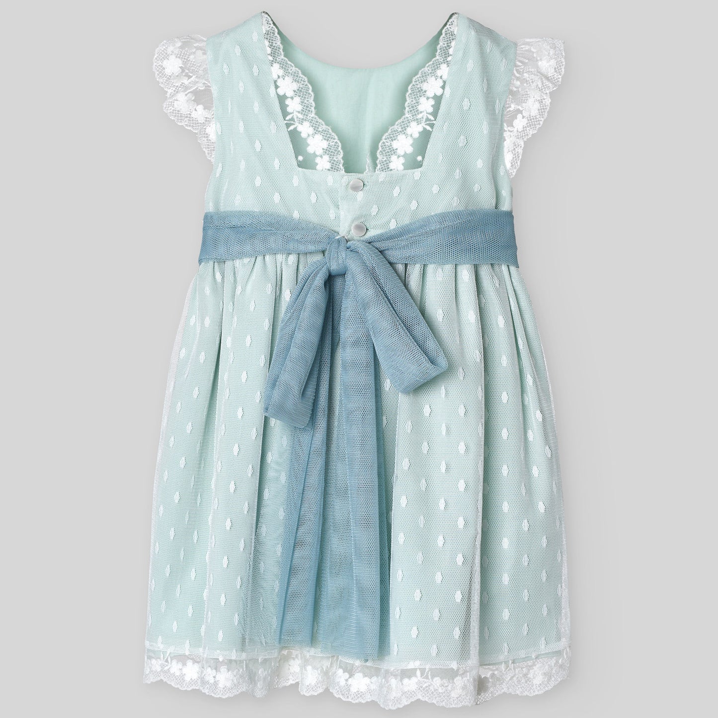 PAZ RODRIGUEZ Water Green-White Tulle Ceremony Dress