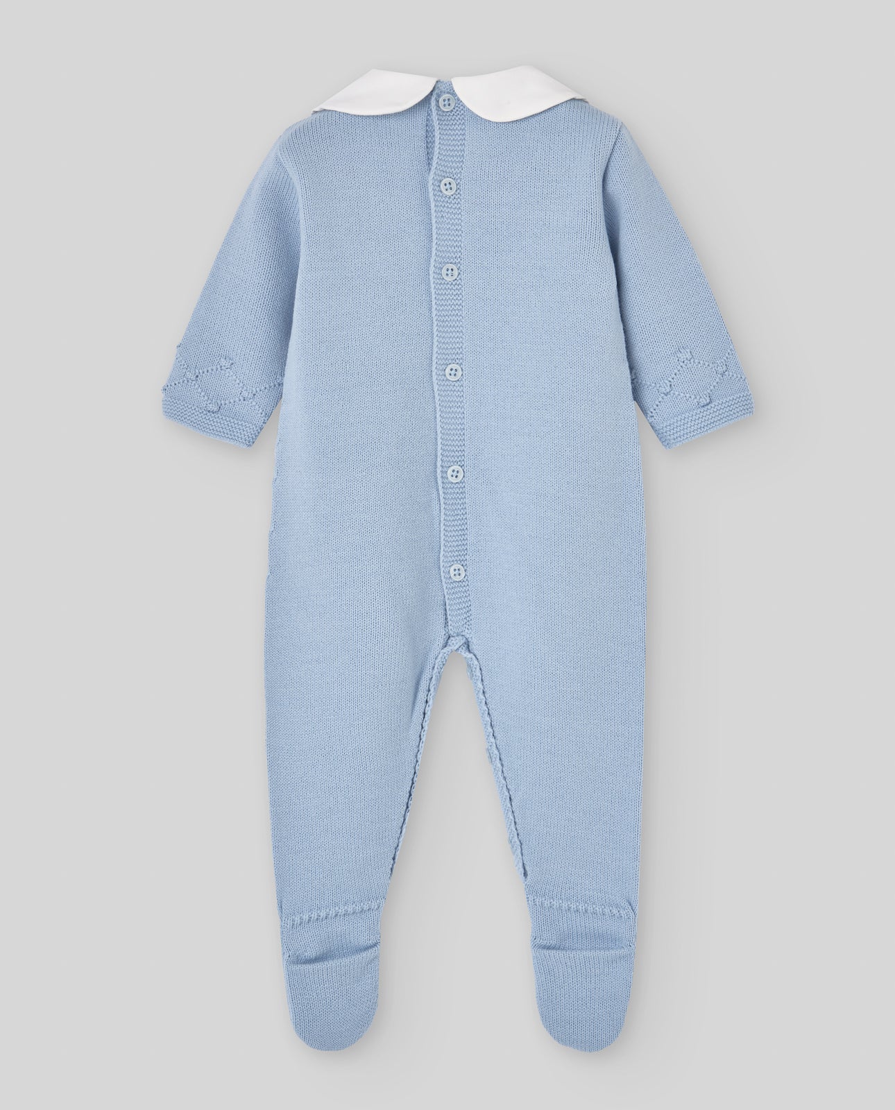 PAZ RODRIGUEZ Tutina Intera con Piedino + Cappellino Lana merino Extrafine Celeste Autunno-Inverno