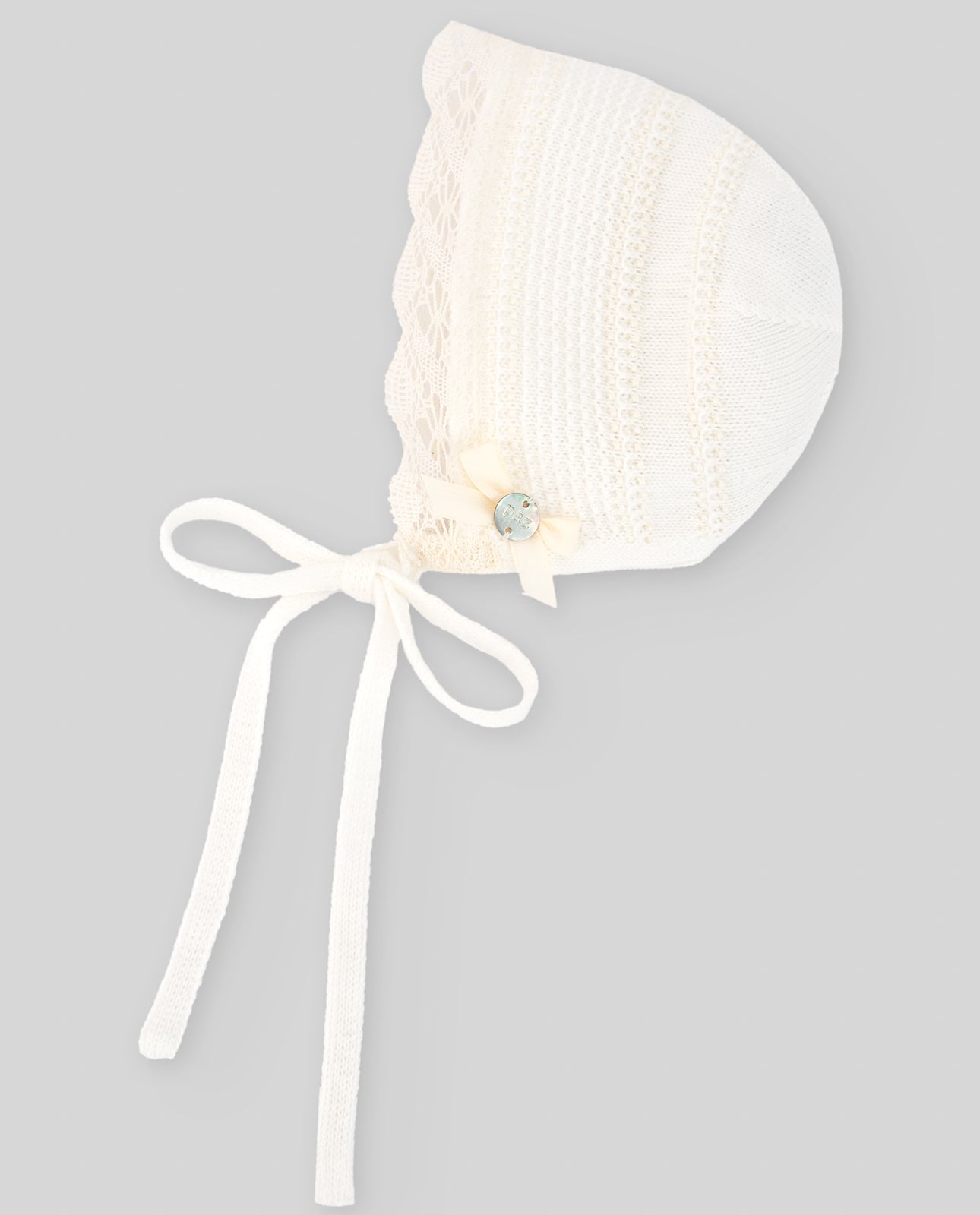 PAZ RODRIGUEZ Tutina 3 pezzi Maglia+Ghettina+Cuffia Filo Cotone Panna-Beige Primavera-Estate