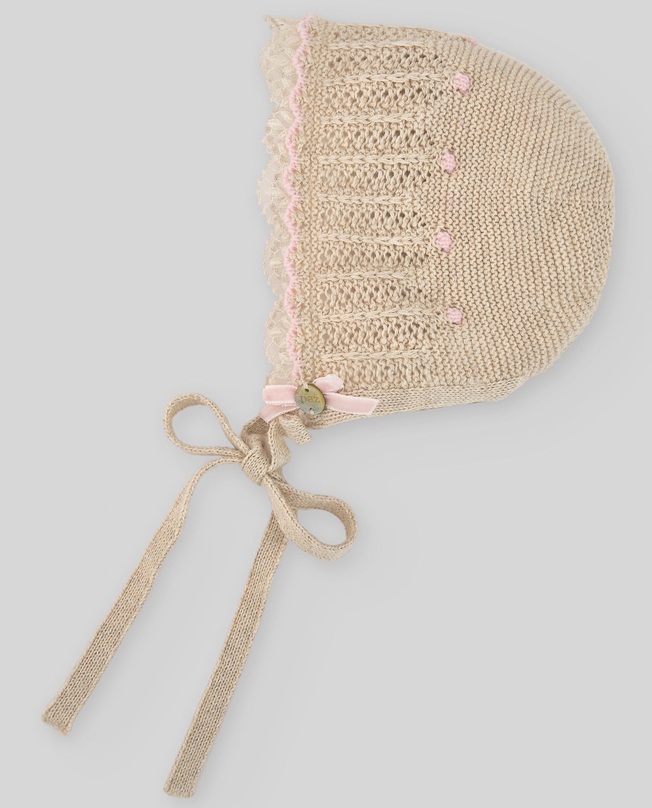 PAZ RODRIGUEZ Tutina 2 pezzi con Cuffia Cotone-Cashmere Avena-Rosa Autunno-Inverno