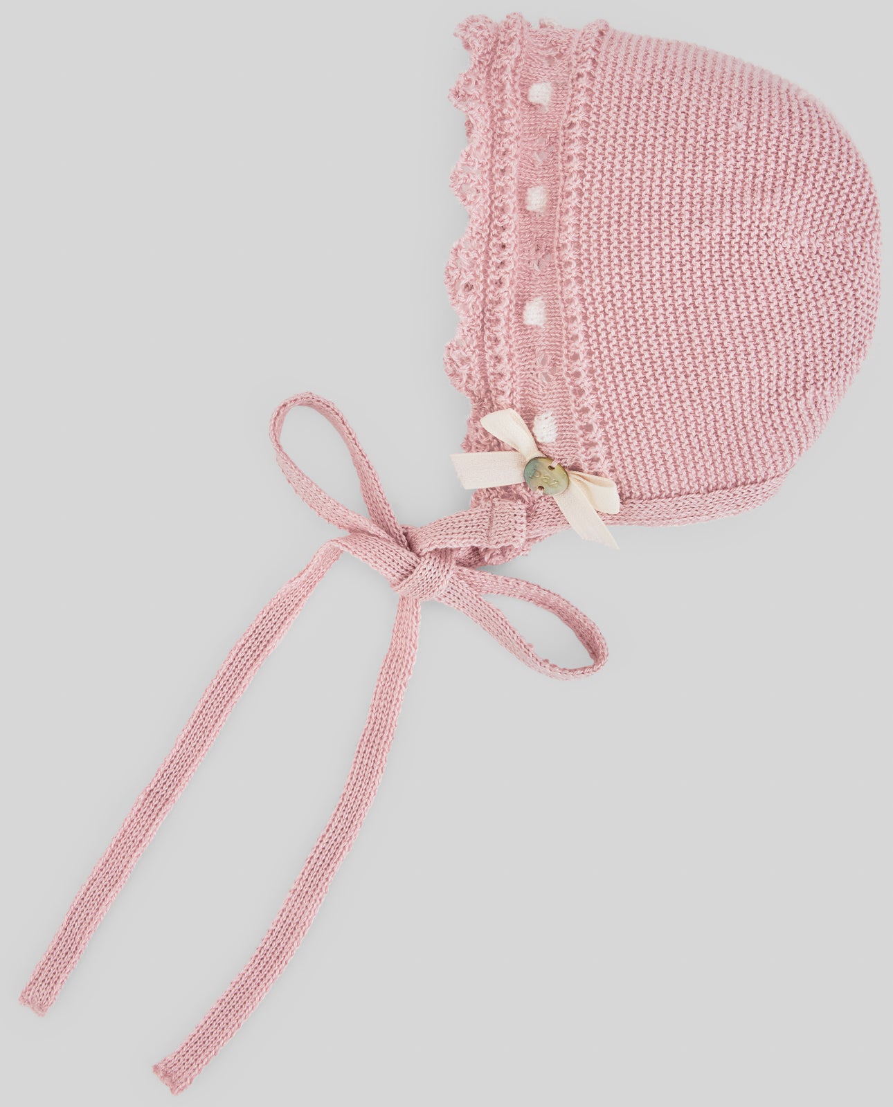 PAZ RODRIGUEZ Tutina 2 pezzi + Cuffia Rosa Antico-Panna Cotone Primavera-Estate