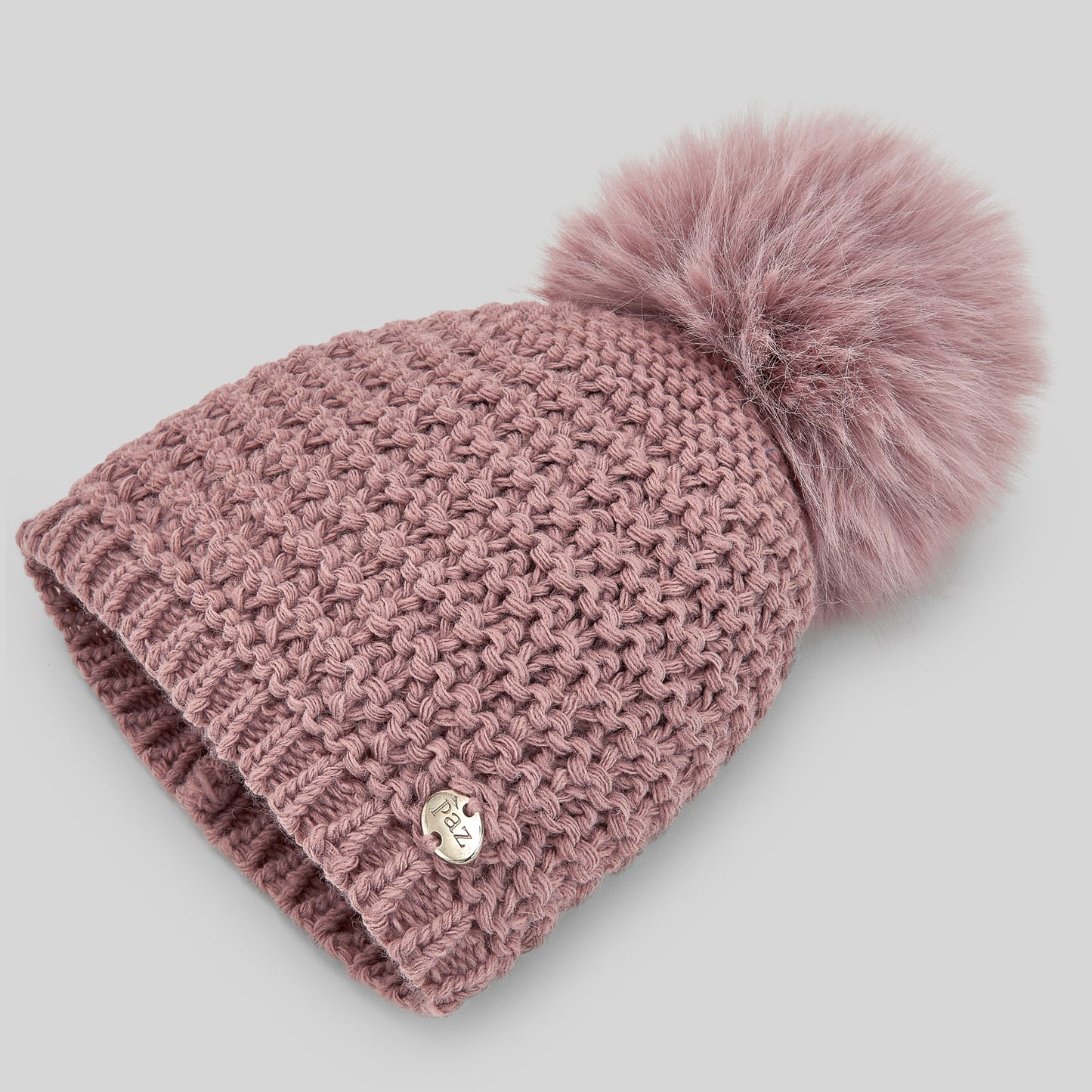 Paz Rodriguez Cappello con Pom Pon Rosa Antico Autunno-Inverno