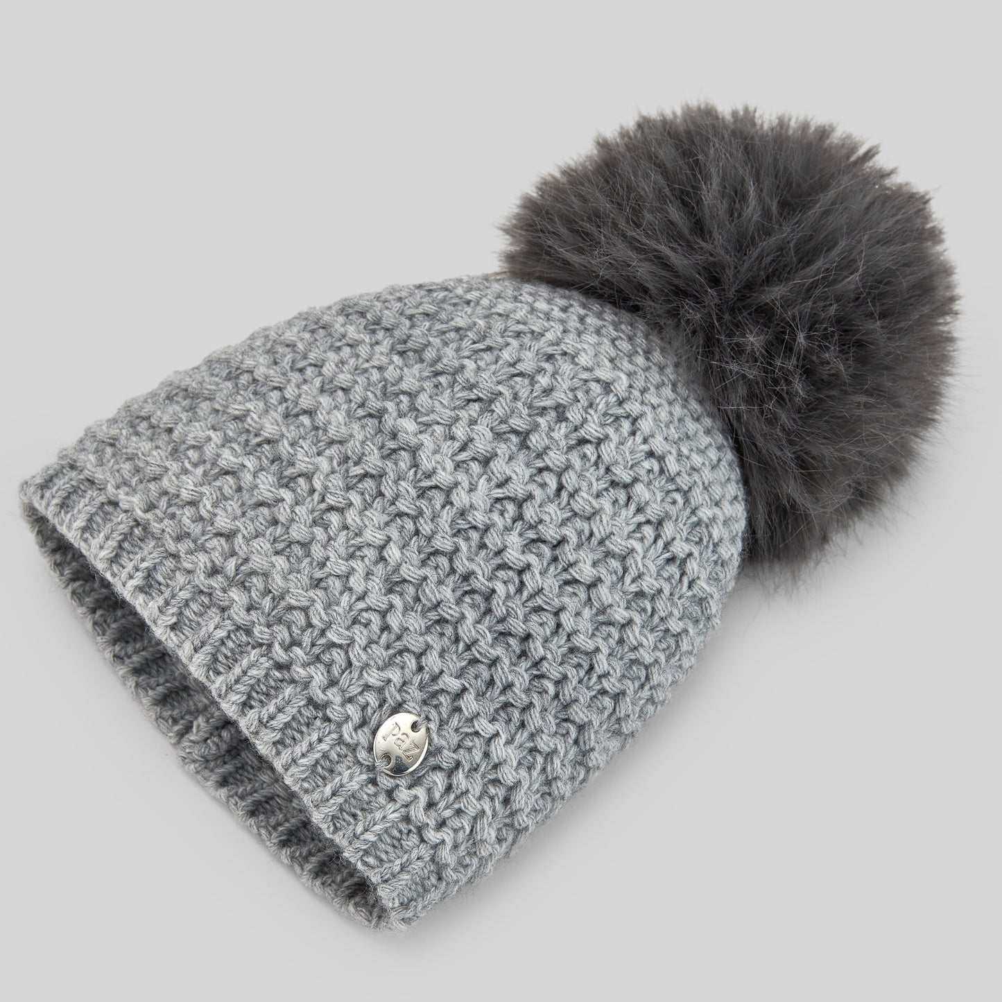 PAZ RODRIGUEZ Cappello Lana Pom Pon Grigio Perla Autunno-Inverno