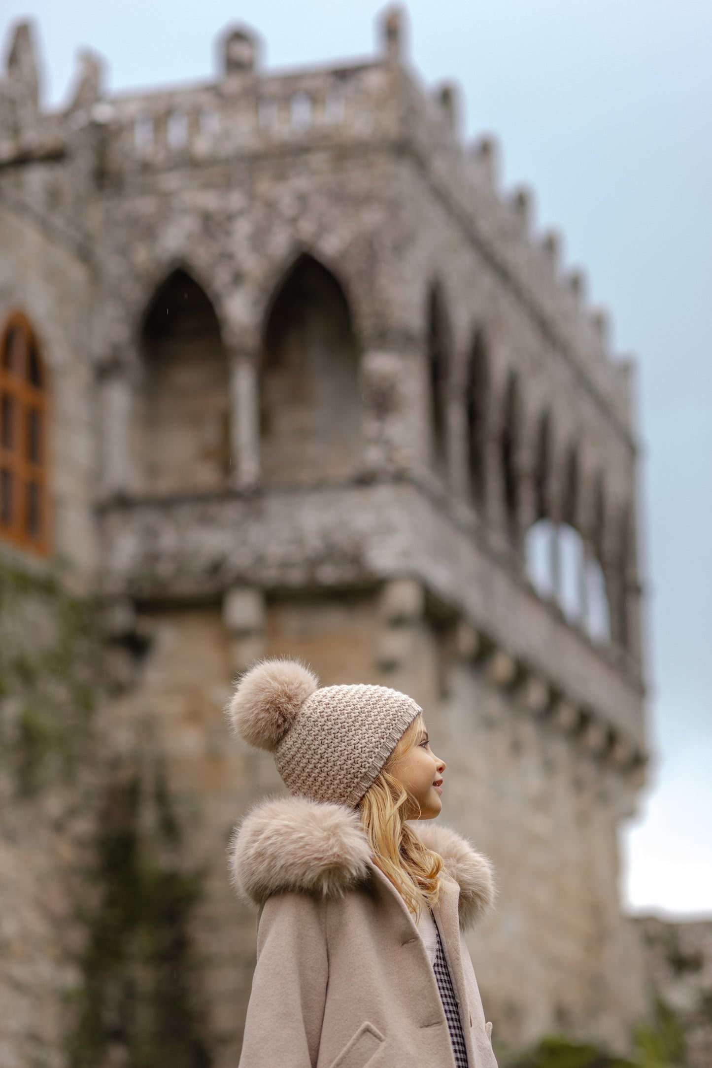 PAZ RODRIGUEZ Cappotto con Cappuccio e Bordo in Ecopelliccia Nocciola