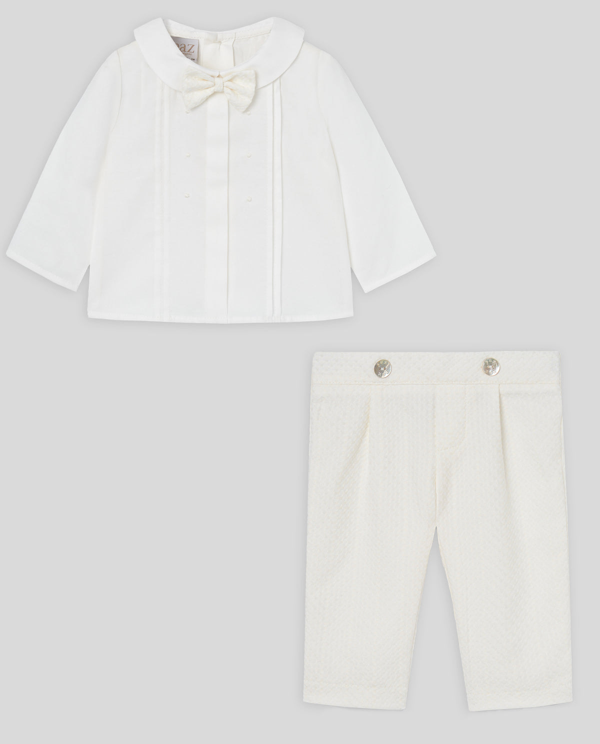 PAZ RODRIGUEZ Completo 2 pezzi Blusa con Papillon Pantalone Panna Autunno-Inverno