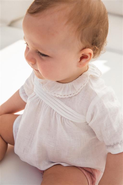 EVERYTHING SMALL Complete 2-piece linen blouse + culotte cream-antique pink