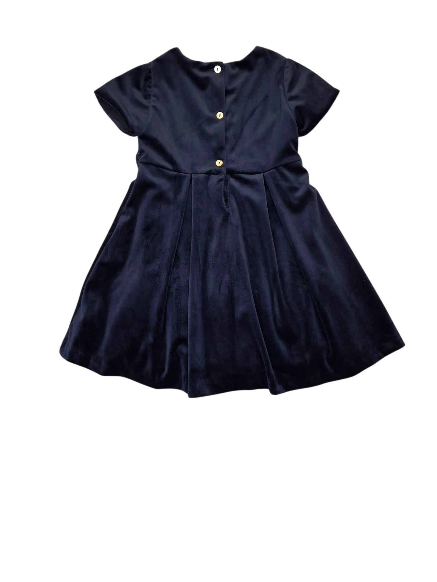 MALVI & CO. Vestito Bambina in Velluto Blu Navy con Ricamo Autunno-Inverno