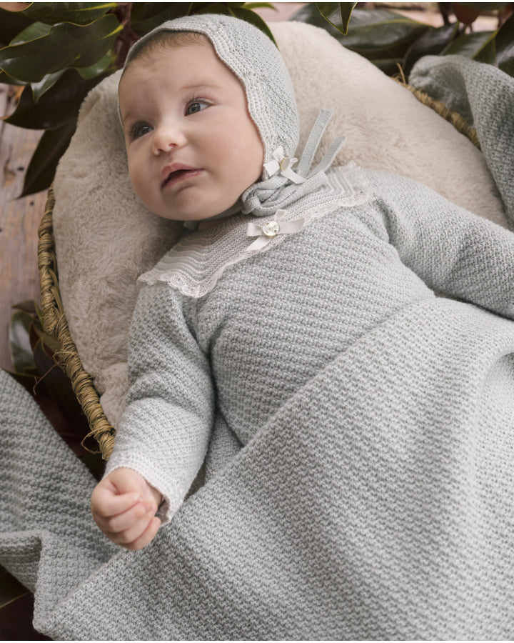 PAZ RODRIGUEZ Coperta Scialle Lana Merino Extrafine Verde Salvia Autunno-Inverno