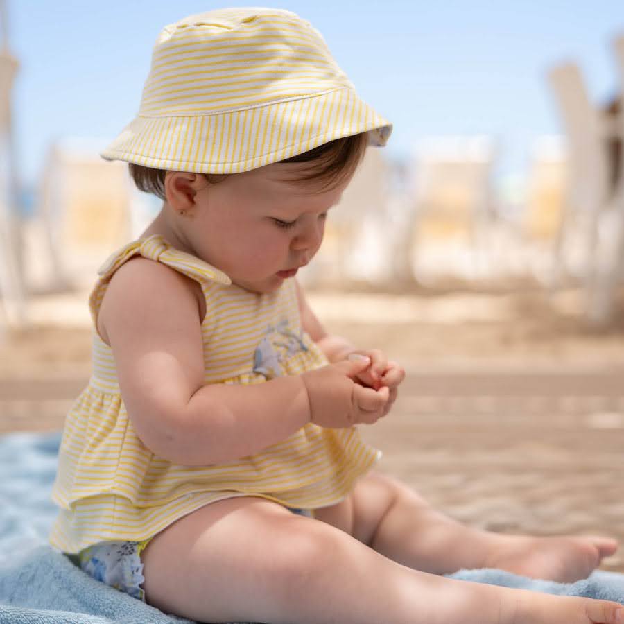 TUTTO PICCOLO Top Cotone Fantasia Righe Giallo-Bianco