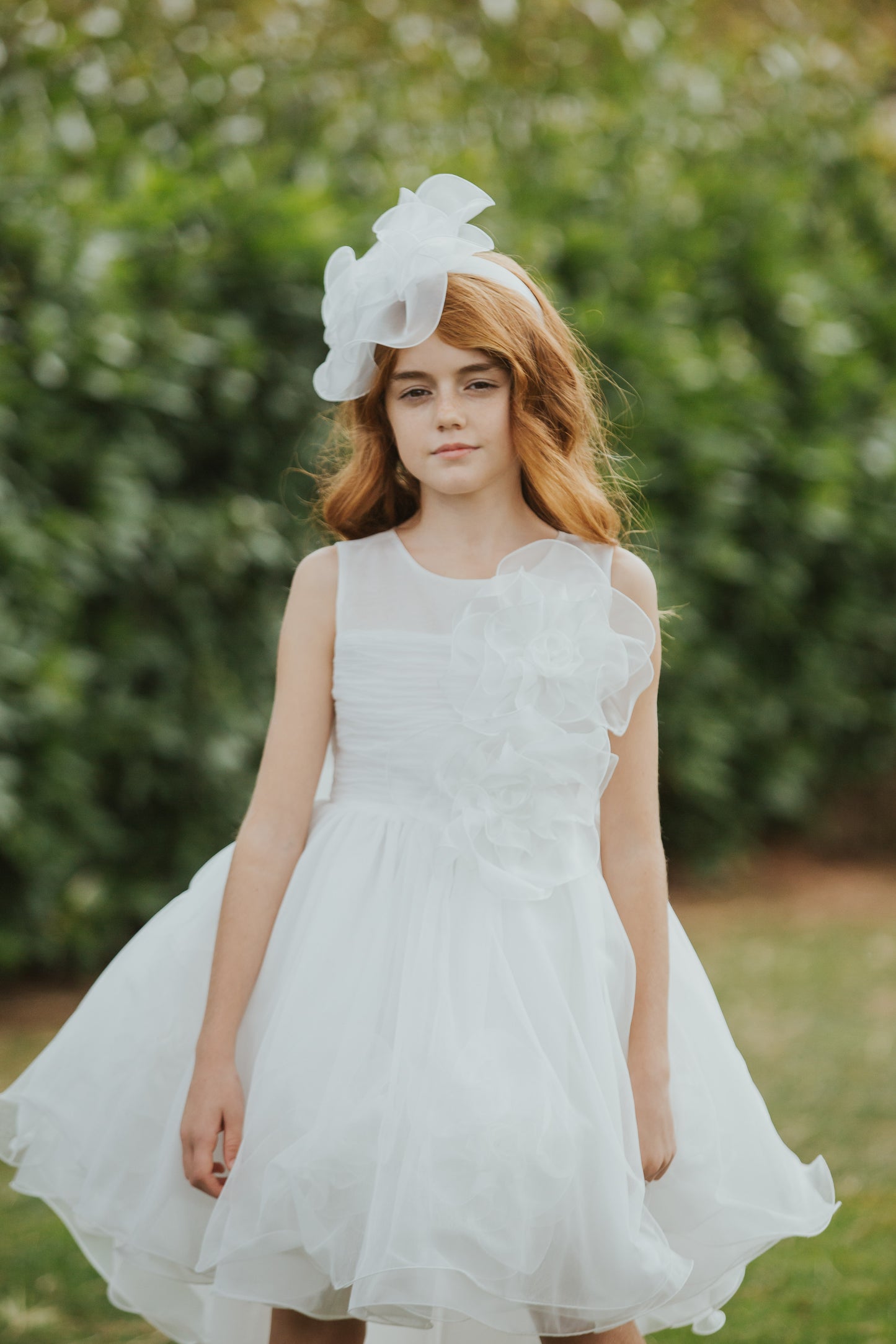 COLORICHIARI Frontino Cerimonia con Fiore in Organza Bianco Latte Primavera-Estate