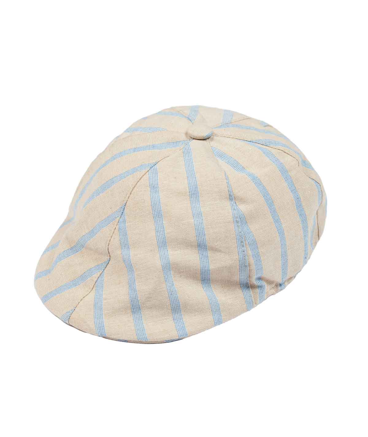 LE BEBE' ENFANT Cappello Neonato con Visiera Rigato Beige-Celeste Primavera-Estate