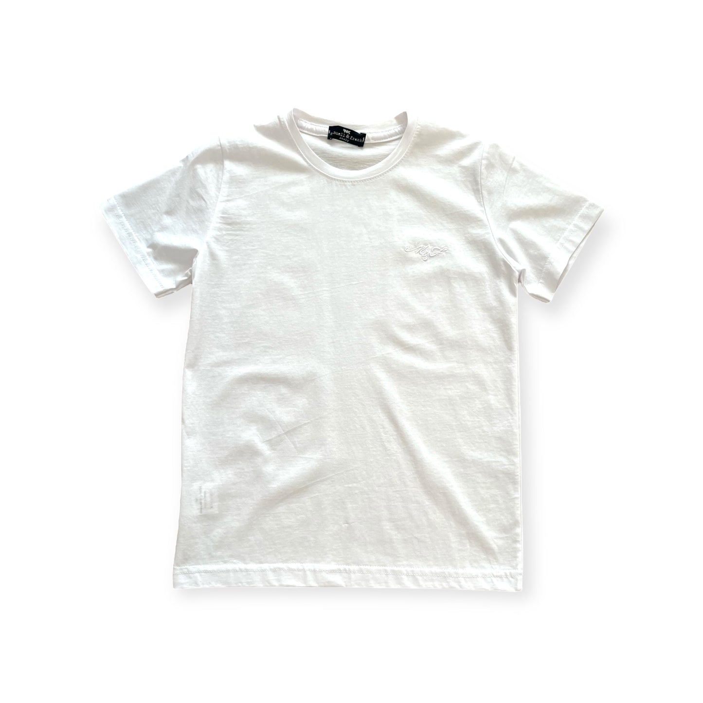MANUELL & FRANK T-Shirt Cotone Bianco con Logo Ricamato Primavera-Estate