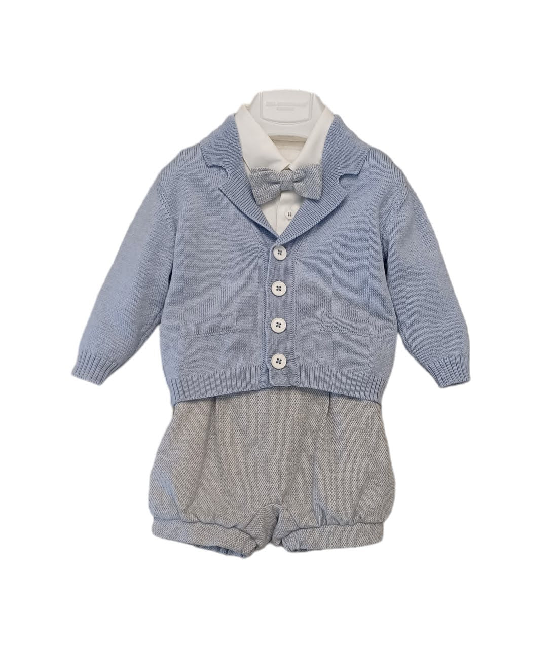 COLORICHIARI 4-piece suit Light blue-white Cardigan-Shirt-bow tie