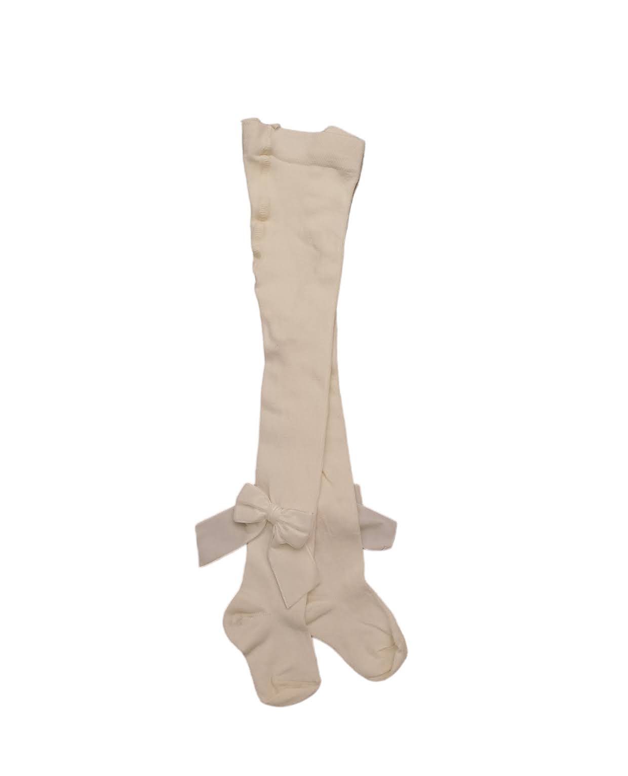 STORY LORIS Collant Caldo Cotone con Fiocco Velluto Panna Autunno-Inverno