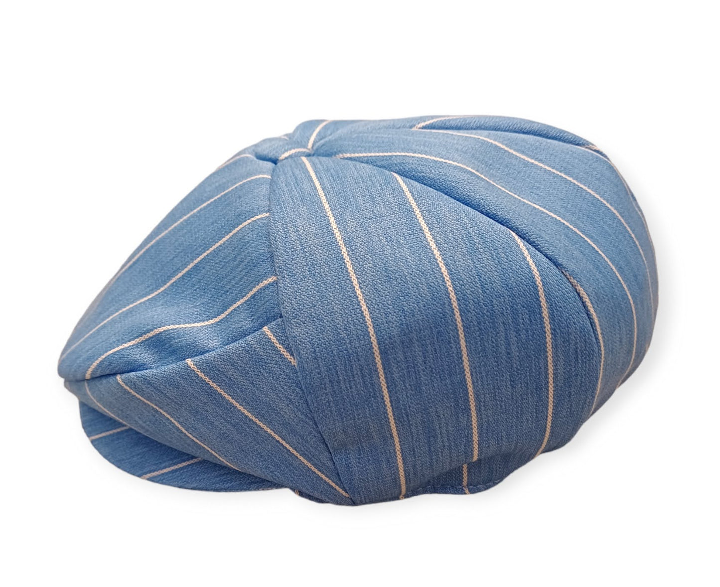 COLORICHIARI Flat cap in light blue-white pinstripe fabric