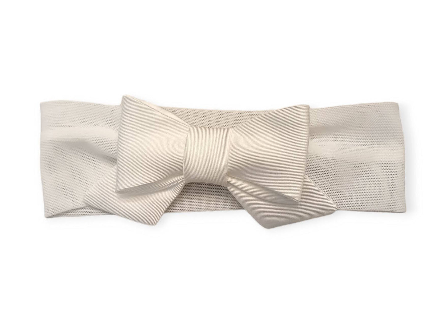 COLORICHIARI Fascia in Tulle Panna con Fiocco in Raso Bianco Latte Primavera-Estate