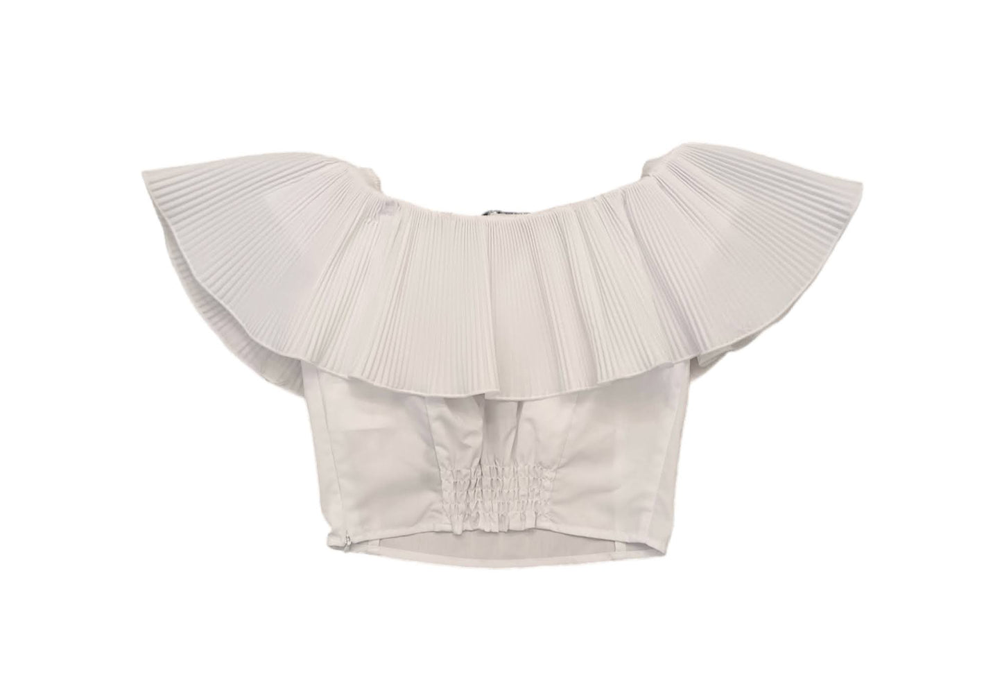 ELSY Girl White Cropped Top with Biscuit Brooch