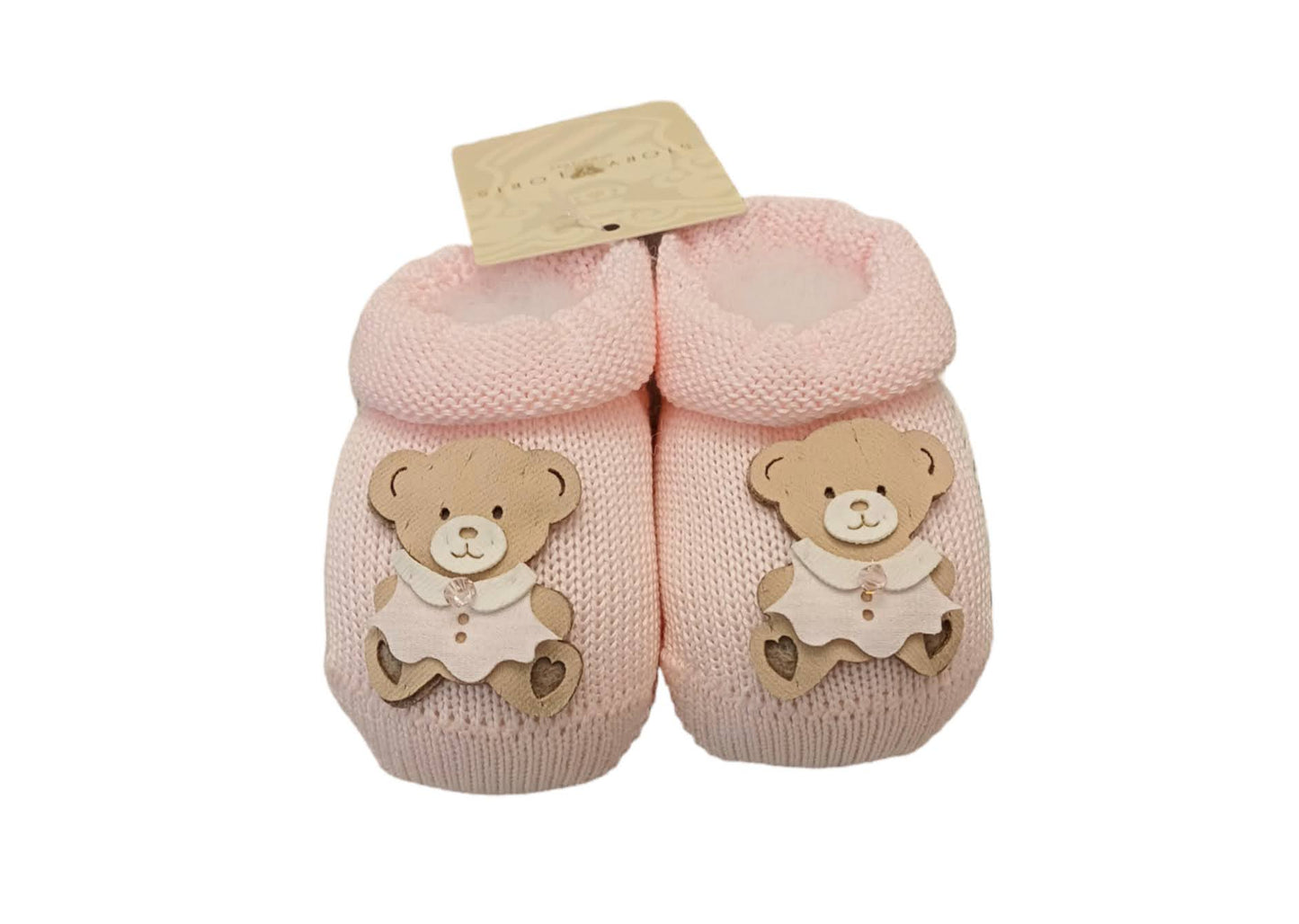 STORY LORIS Babbucce in Filo di Cotone Rosa Orsetto con Strass Primavera-Estate