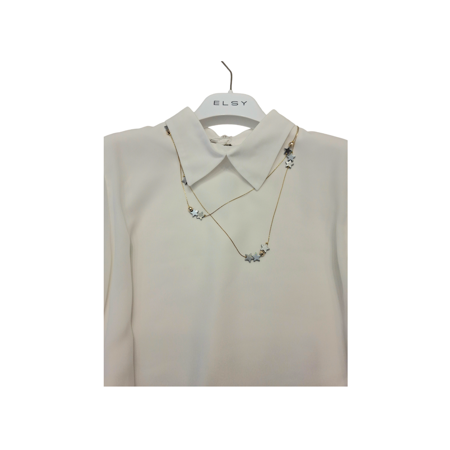 ELSY Girl Collana Stelline Doppio Filo Color Oro-Argento