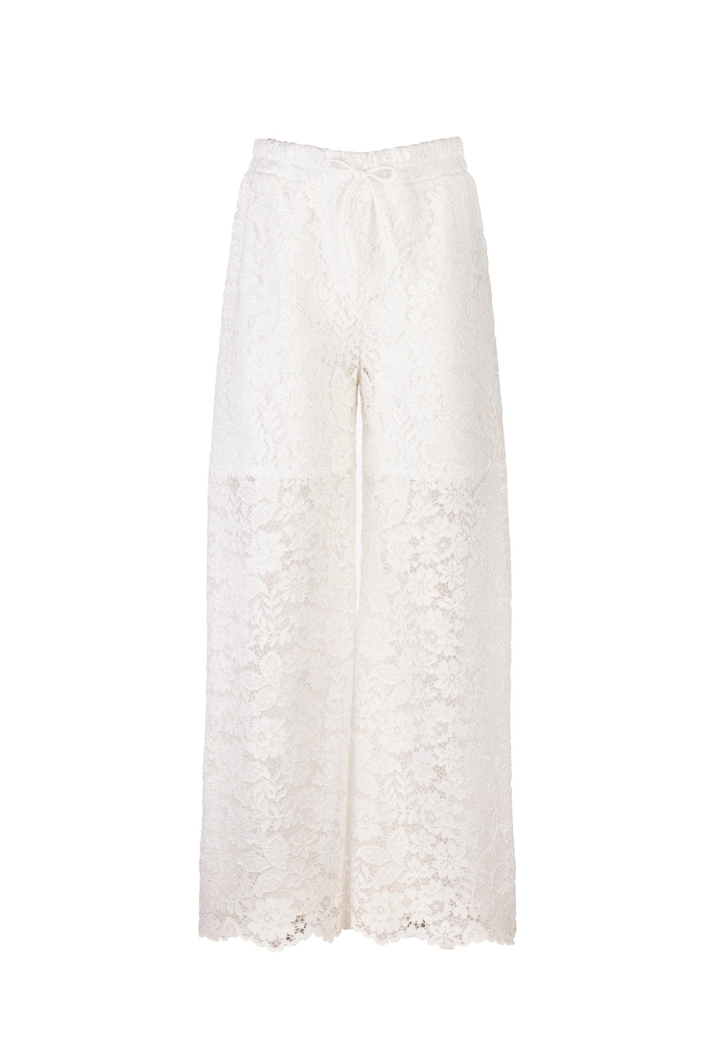 ELSY Couture Completo Girl Cerimonia Due Pezzi Top-Pantalone Pizzo Color Yogurt Primavera-Estate