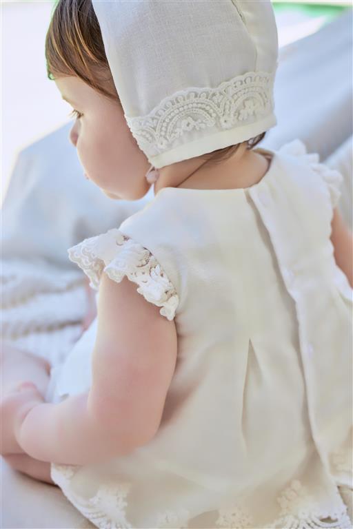 TUTTO PICCOLO Abitino con Coulotte Cerimonia Lino-Cotone Panna Primavera-Estate