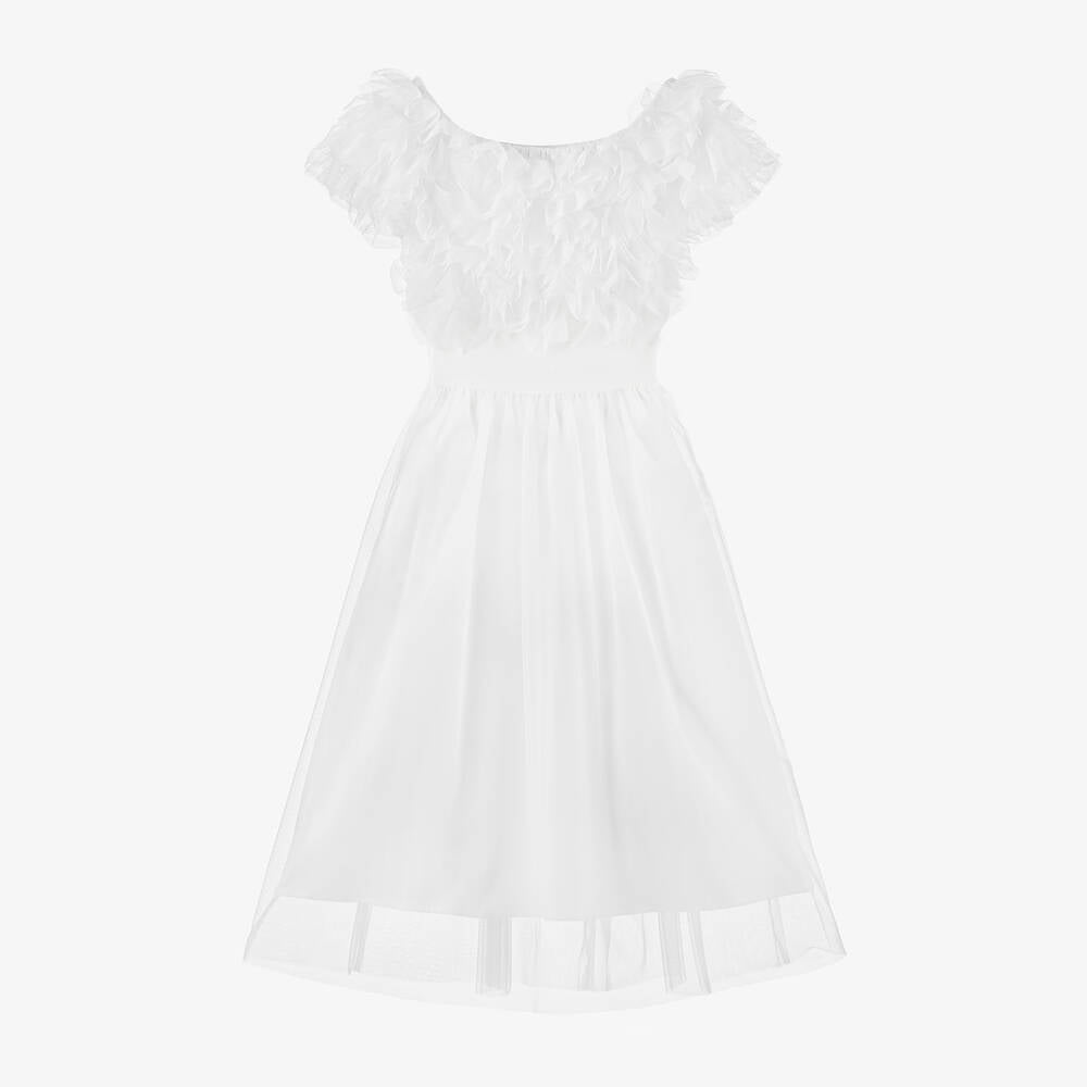 ELSY Couture Cream-Gold Tulle Long Dress