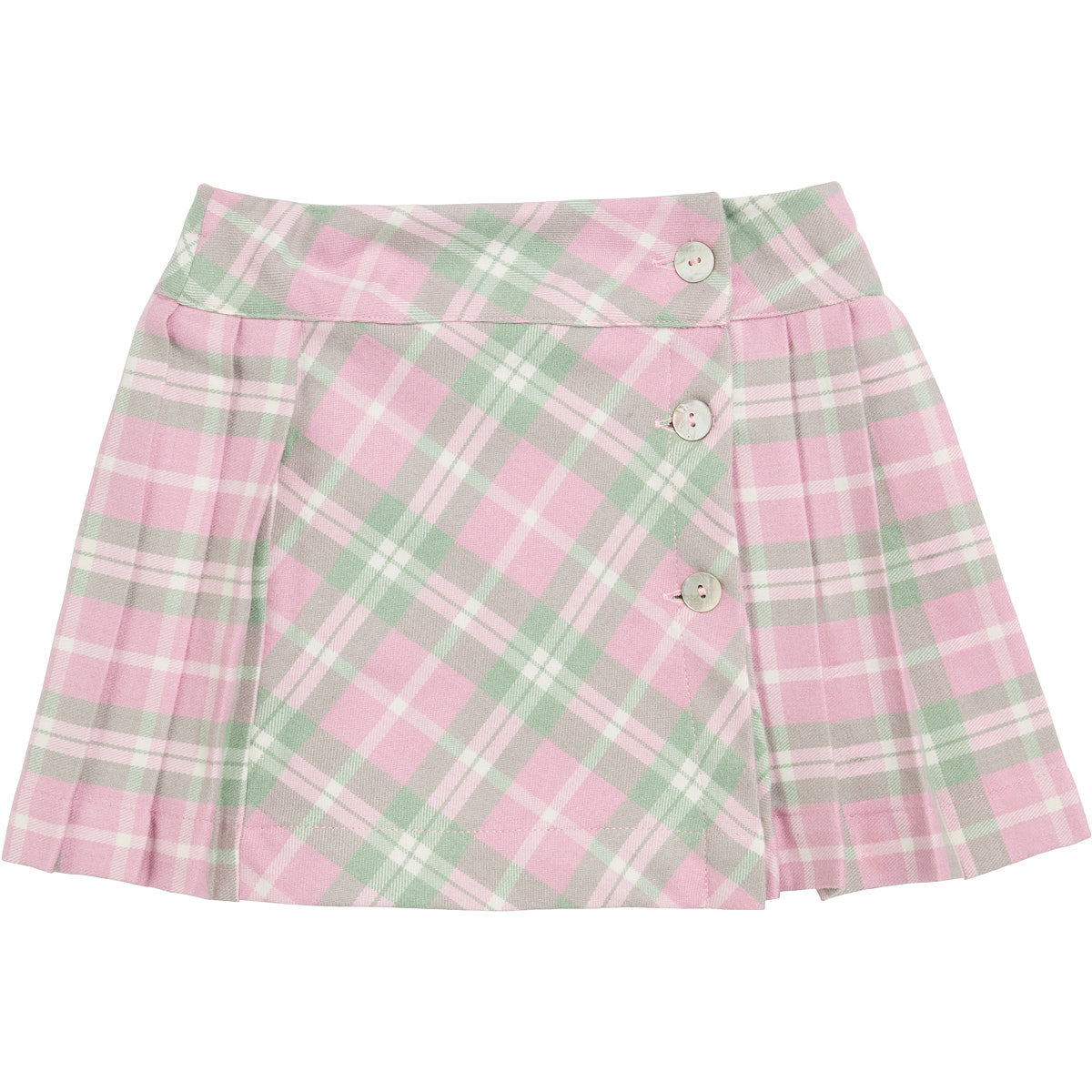 MALVI & CO. Gonna Kilt Tartan Rosa Quarzo-Verde Autunno-Inverno