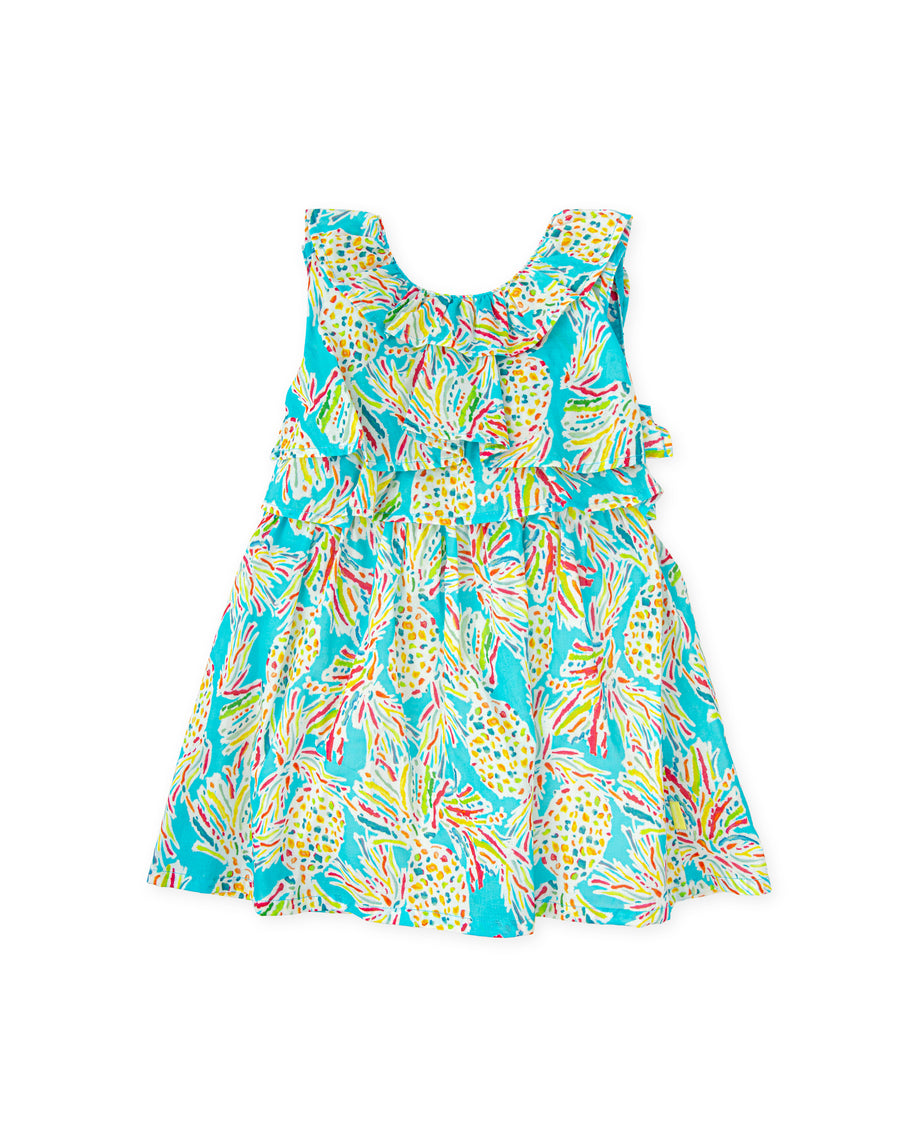 TUTTO PICCOLO Abito Copricostume Cotone Fantasia Ananas Acquamarina Primavera-Estate