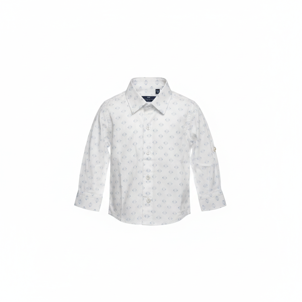 MANUELL & FRANK Camicia Boy Cotone Fantasia Bianco-Blu