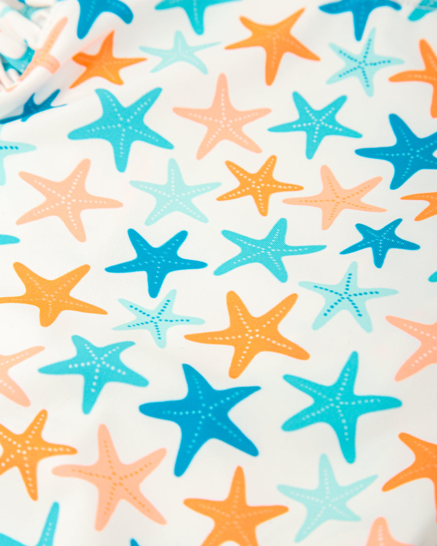 TUTTO PICCOLO Costume Slip Fantasia Stelle Marine Arancio-Turchese Primavera-Estate