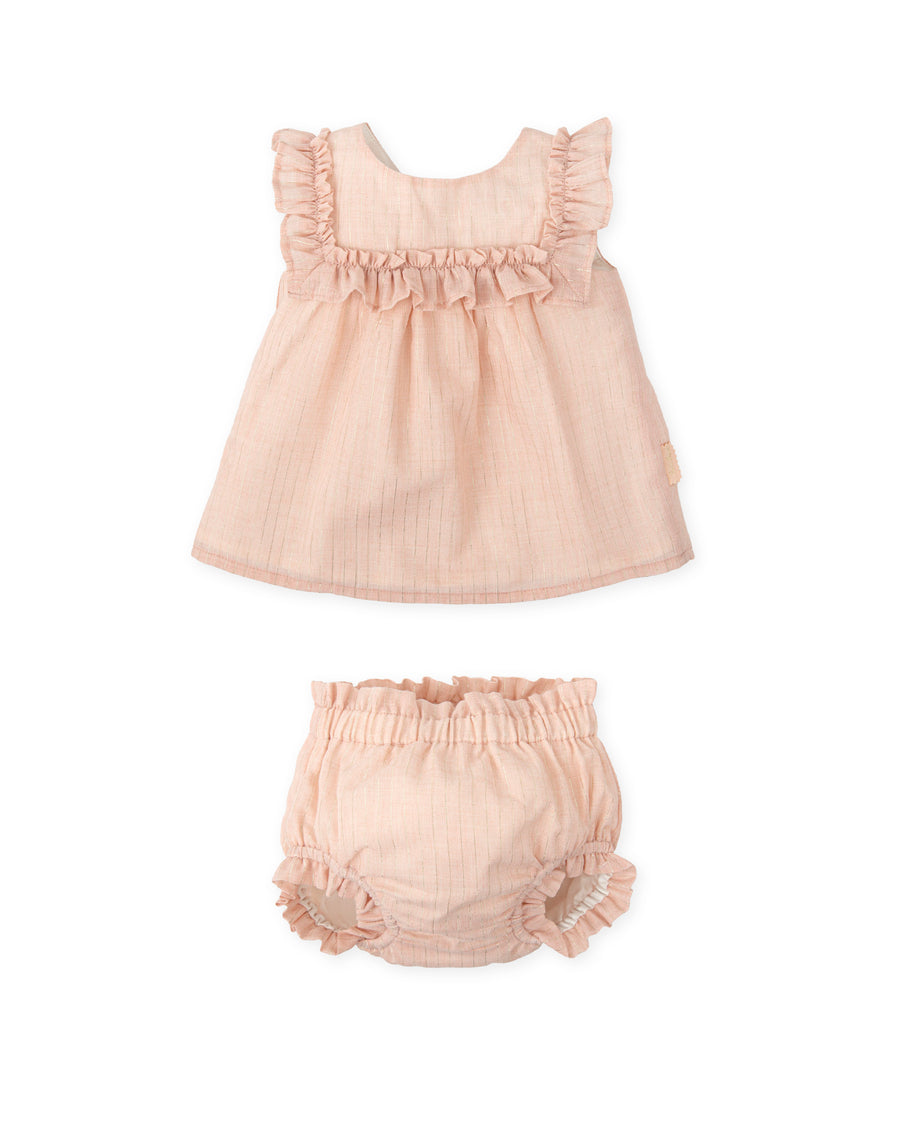 TUTTO PICCOLO Abitino con Coulotte Baby Rosa Cipria-Oro Primavera-Estate
