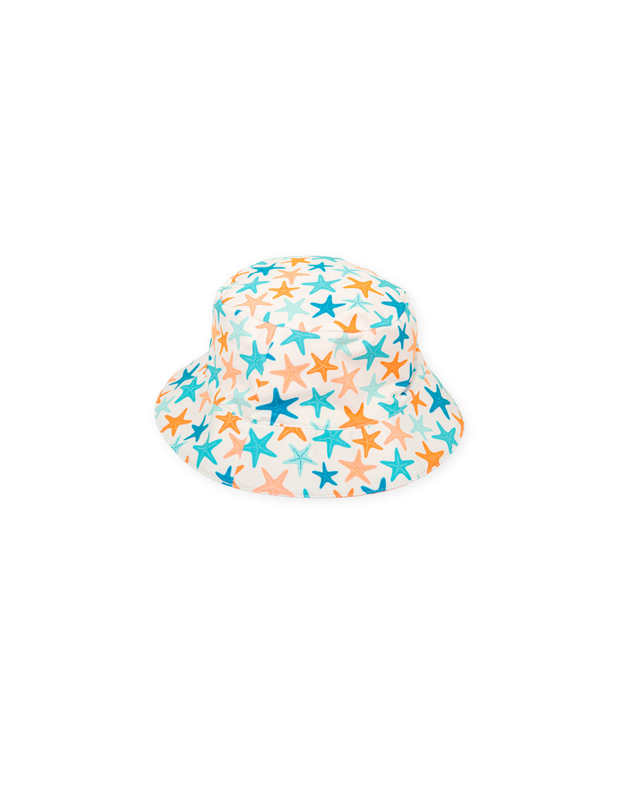 TUTTO PICCOLO Cappello Fantasia Double Face Vichy-Stelle Marine Arancio Primavera-Estate