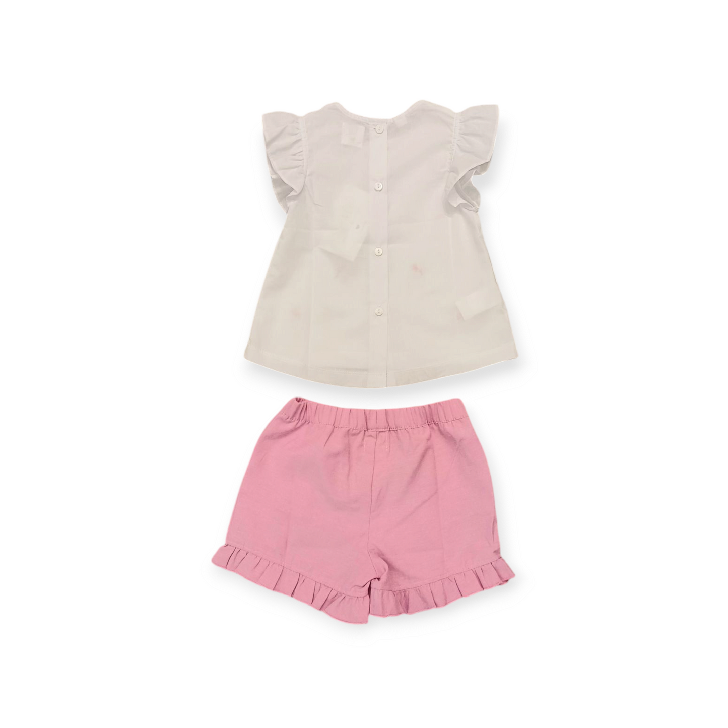 MALVI & CO. Completo Due Pezzi T-Shirt Cotone Bianco + Shorts Camelia Primavera-Estate