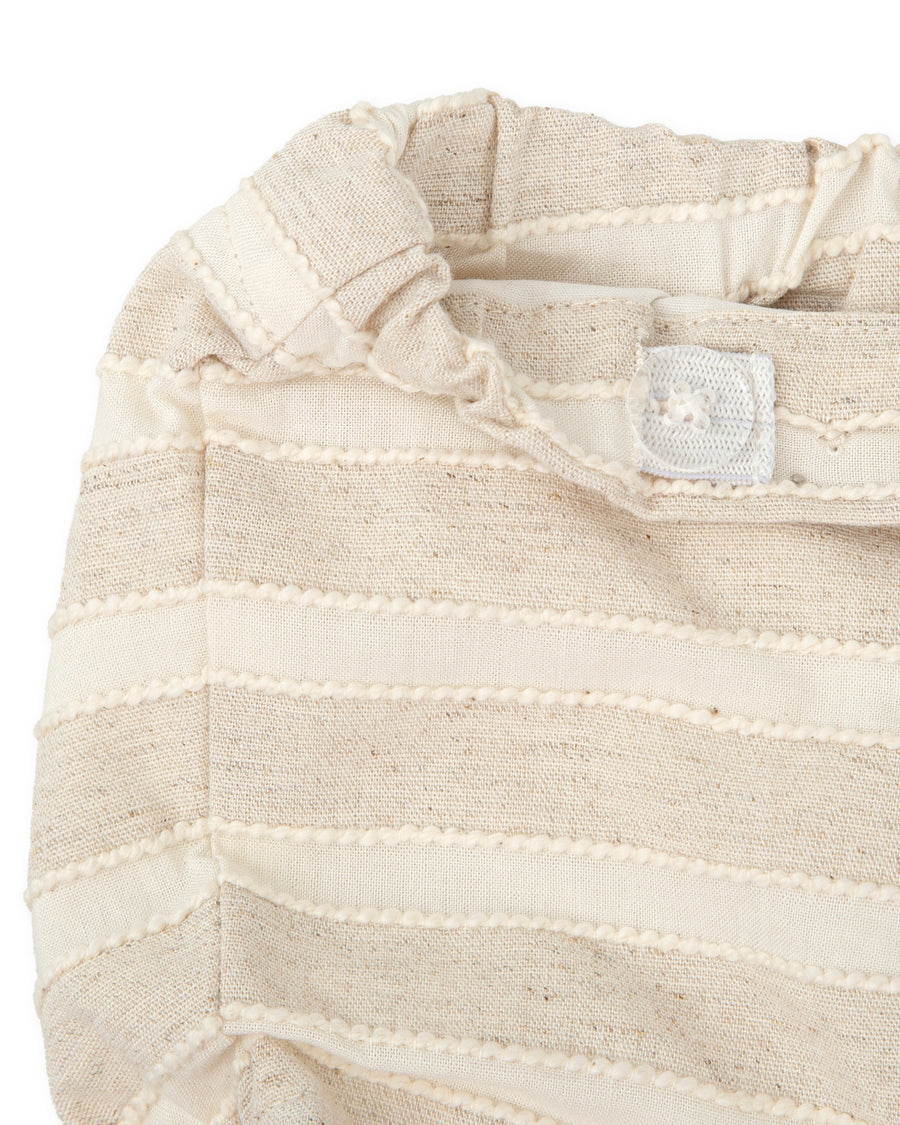 TUTTO PICCOLO Completo 2 Pezzi Cerimonia Blusa+Shorts Lino-Cotone Panna-Sabbia Primavera-Estate