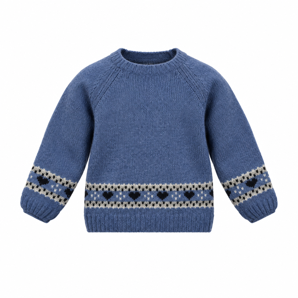 MALVI & CO. Pullover lana-cashmere jacquard celeste navy Autunno-Inverno