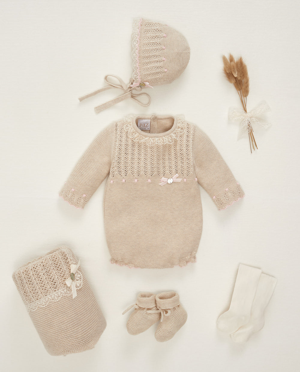 PAZ RODRIGUEZ Pagliaccetto in cotone-cashmere avena-rosa Autunno-Inverno