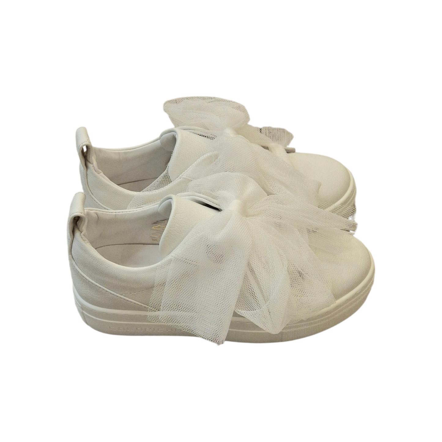 COLORICHIARI Sneakers Pelle Bianco Latte con Stinghe in Tulle