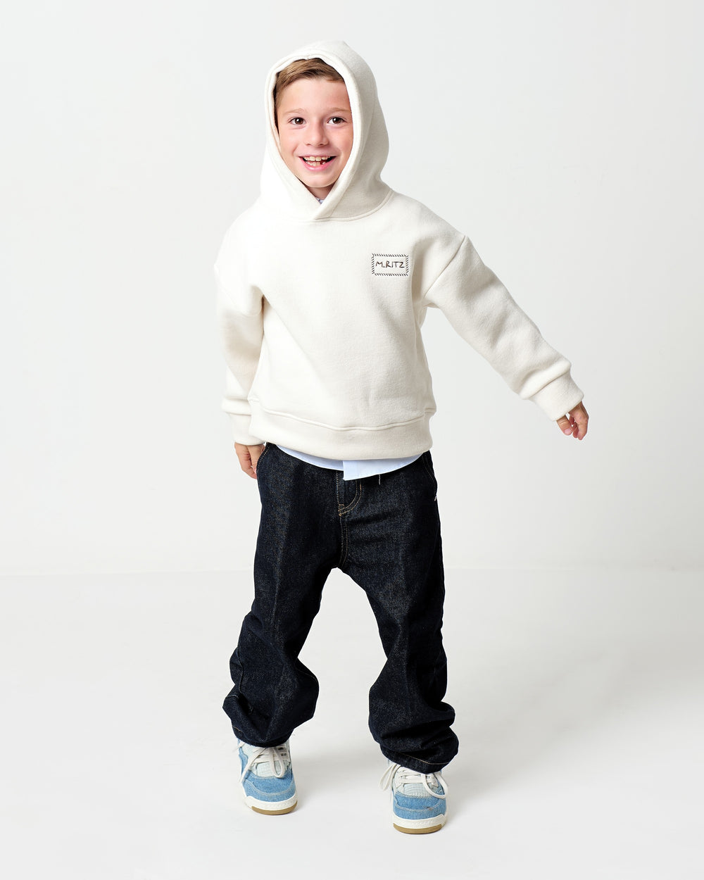 MANUEL RITZ Felpa Cappuccio Loose Boy Latte Autunno-Inverno