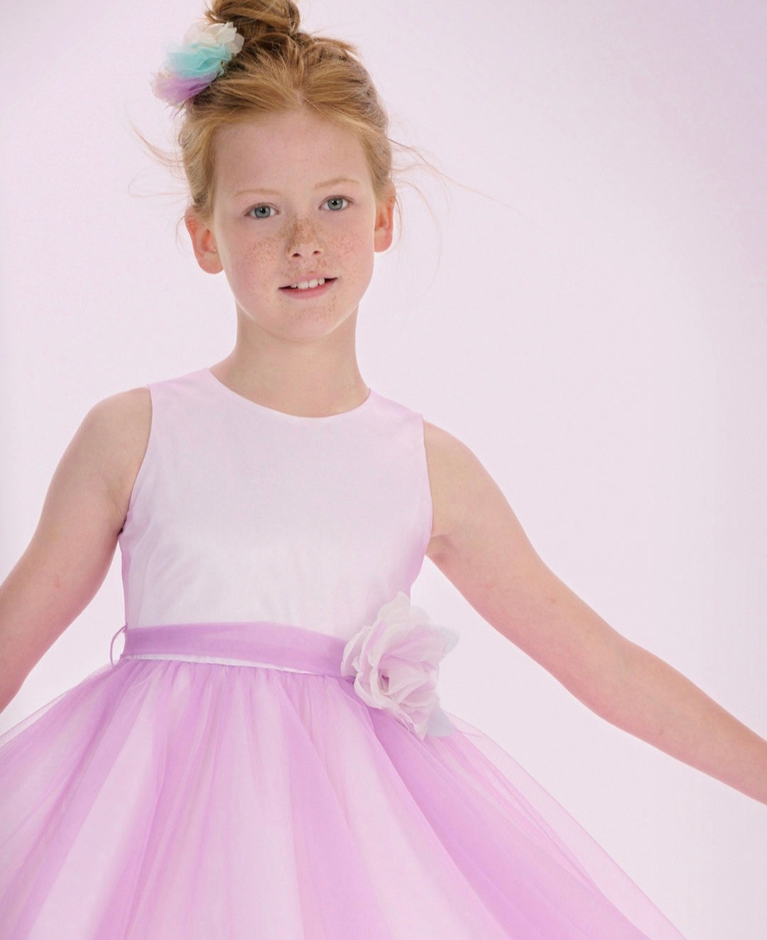 ELSY Couture Abito in Tulle Glicine con Fiore