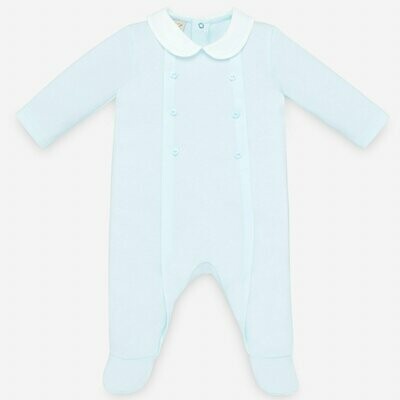 PAZ RODRIGUEZ Light Blue Cotton Romper