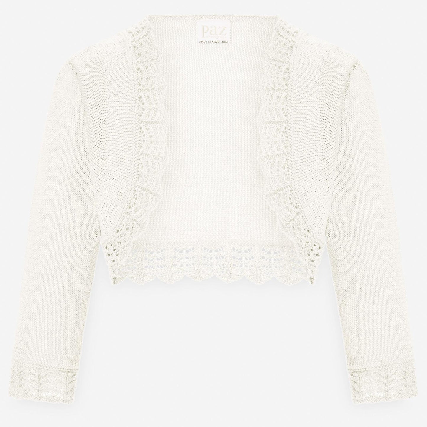 PAZ RODRIGUEZ Cream perforated cotton thread bolero