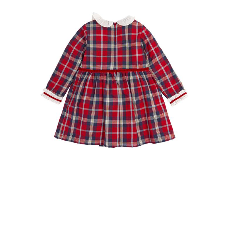 TUTTO PICCOLO Vestito tartan rosso-blu con calzamaglia rossa