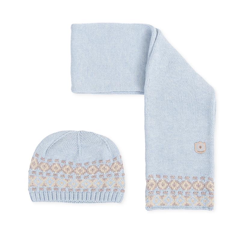 EVERYTHING SMALL Sand-blue hat + scarf set