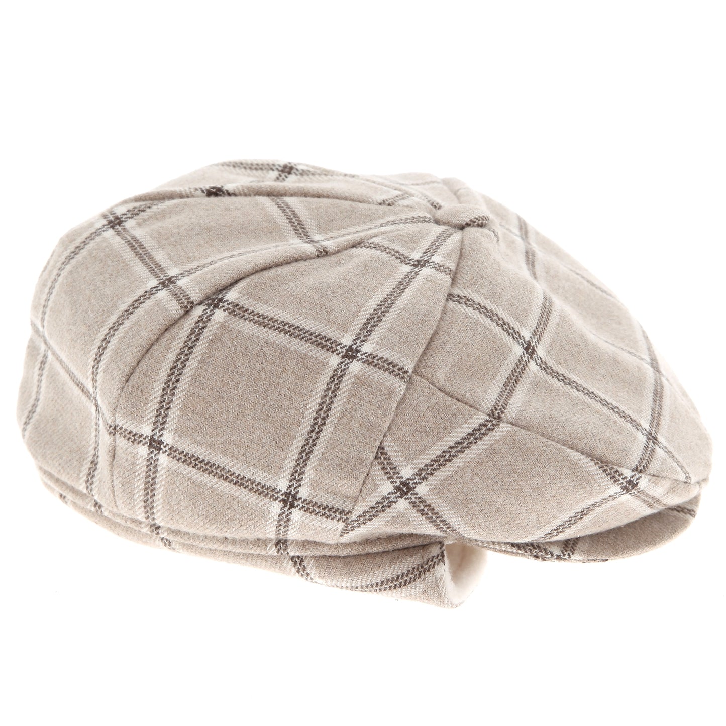 COLORICHIARI Coppoletta fantasia check con paraorecchie beige