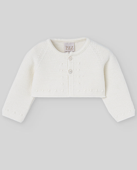 PAZ RODRIGUEZ Giacchino Corto Lana Merino Extrafine Panna Autunno-Inverno