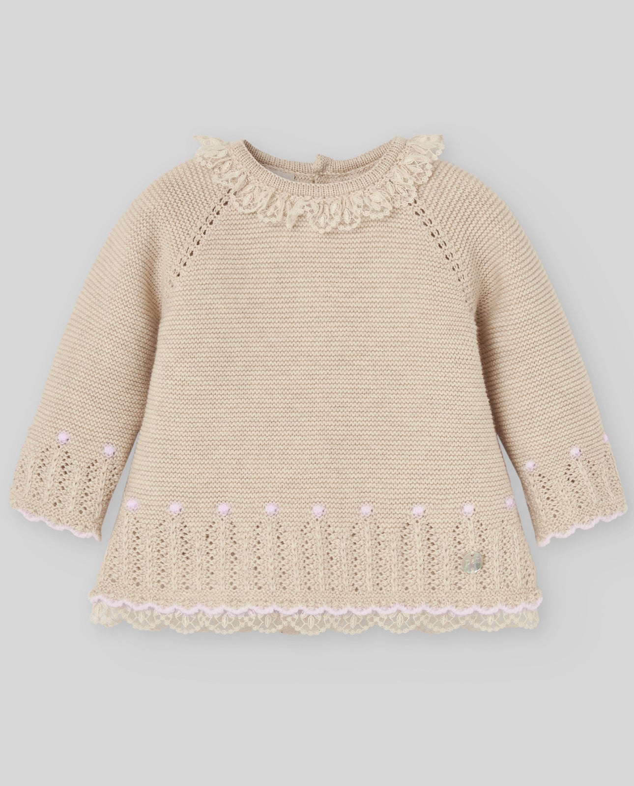 PAZ RODRIGUEZ Tutina 2 pezzi con Cuffia Cotone-Cashmere Avena-Rosa Autunno-Inverno