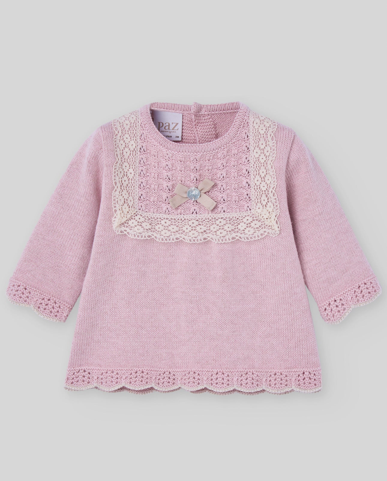 PAZ RODRIGUEZ Tutina 2 pezzi con Cuffia Cotone-Cashmere Rosa Cipria-Avena Autunno-Inverno